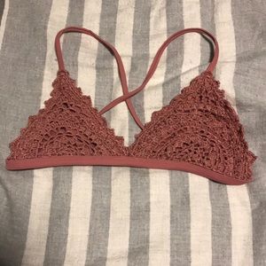 Mauve knitted detailing swimsuit top